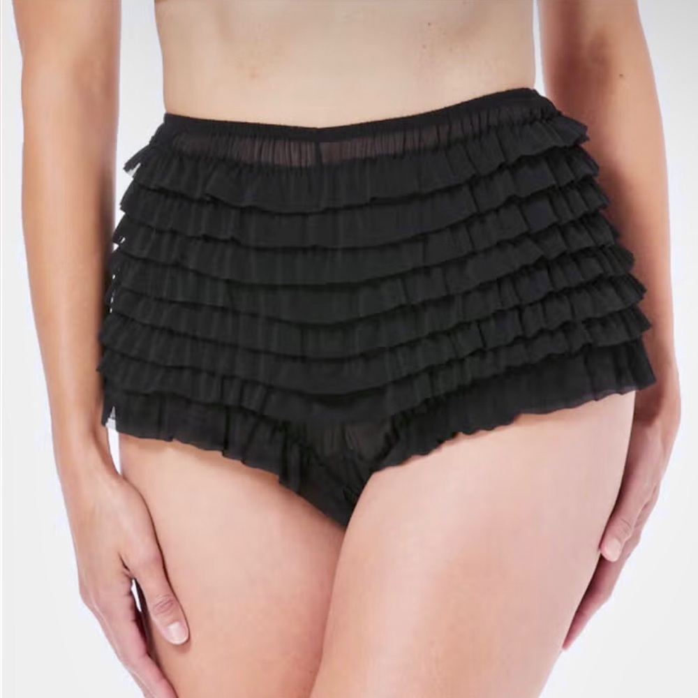 NWT Nylon Mesh Rumba Boyshorts in Black By Amoureuse. Size 10